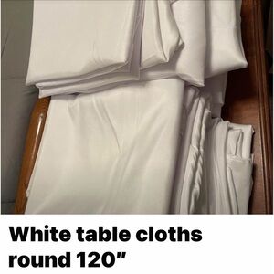 Round WHITE Polyester 120" Tablecloth Wedding Party Dining Table Decor used once